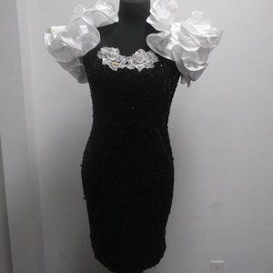 Dave & Johnny Black and White Sequin Dress